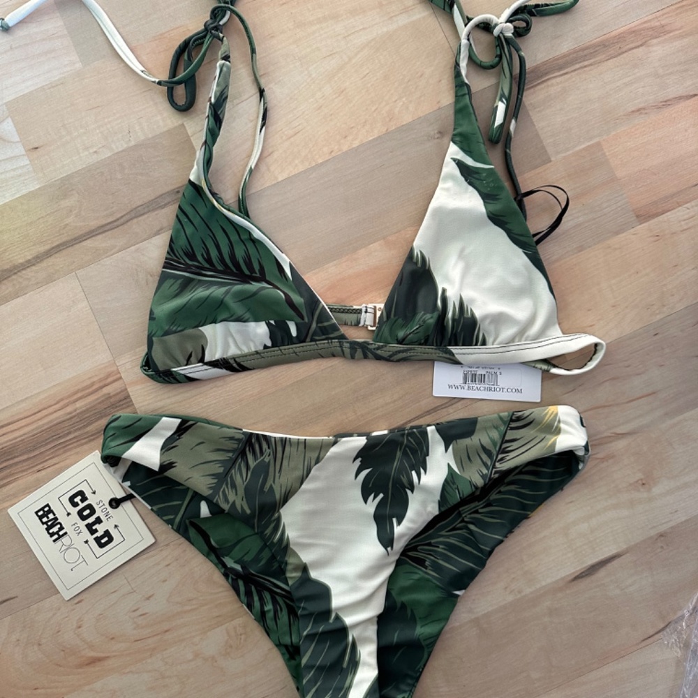 Beach Riot X Stone Cold Fox Palm Print Bikini Set NWT